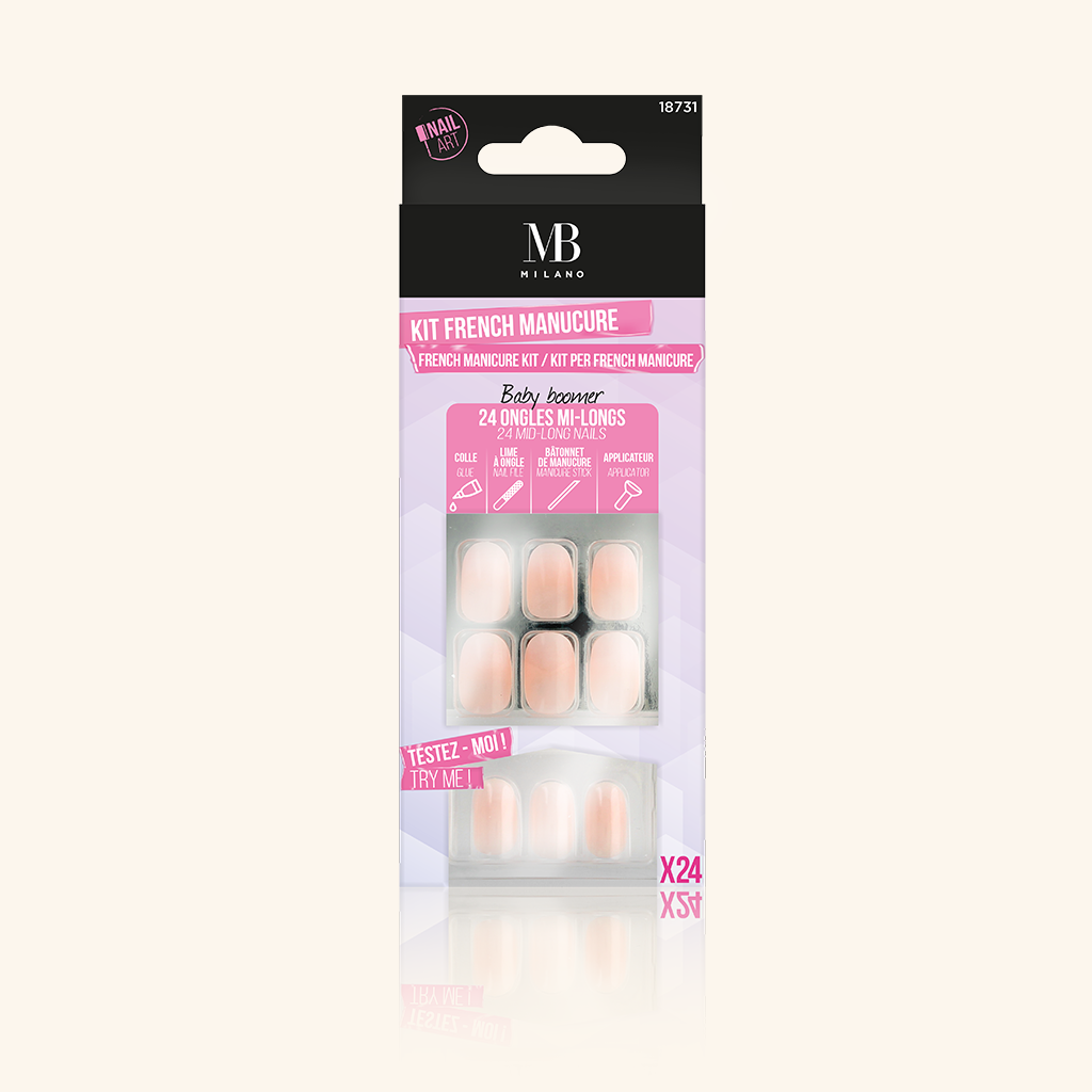 24 FAUX-ONGLES FRENCH MI-LONGS
