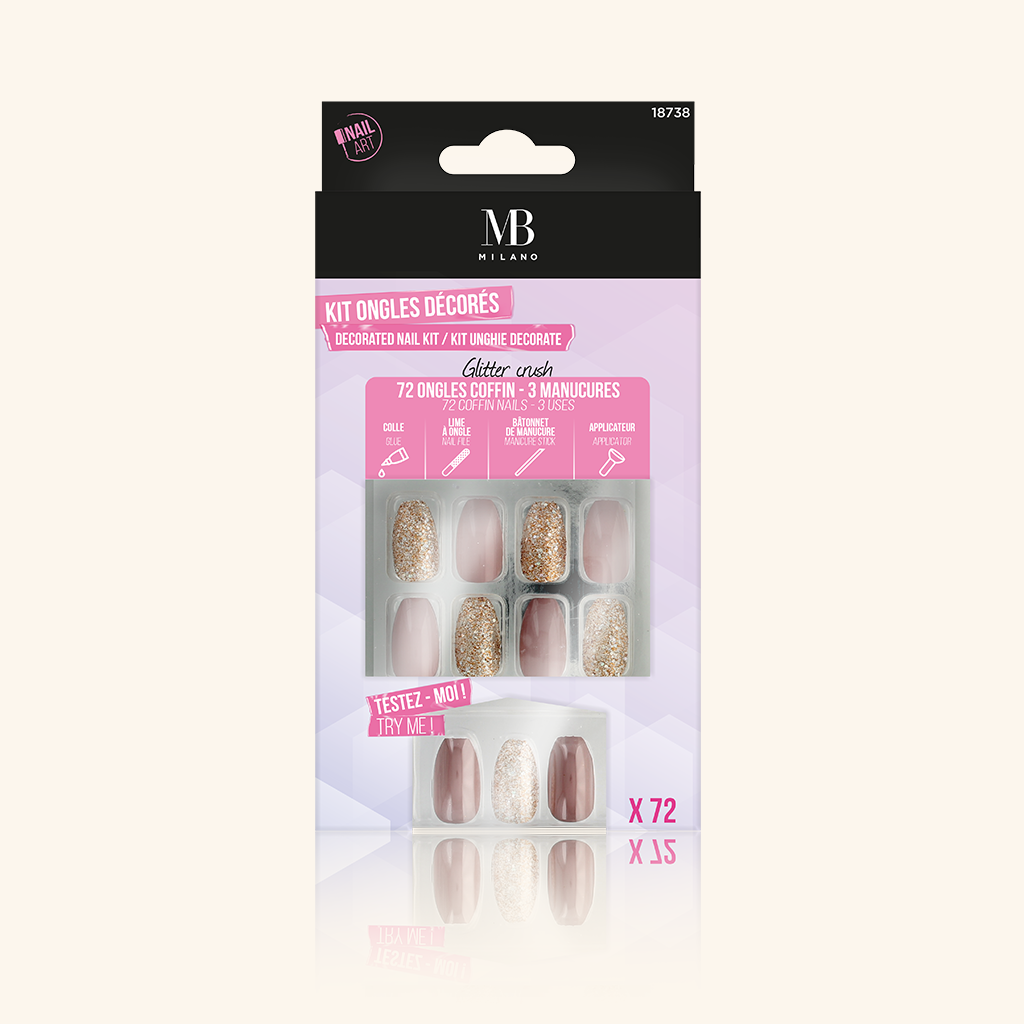 KIT DE 72 FAUX-ONGLES DÉCORÉS